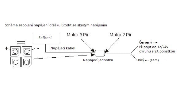 Schéma zapojení pevné instalace držáku Brodit