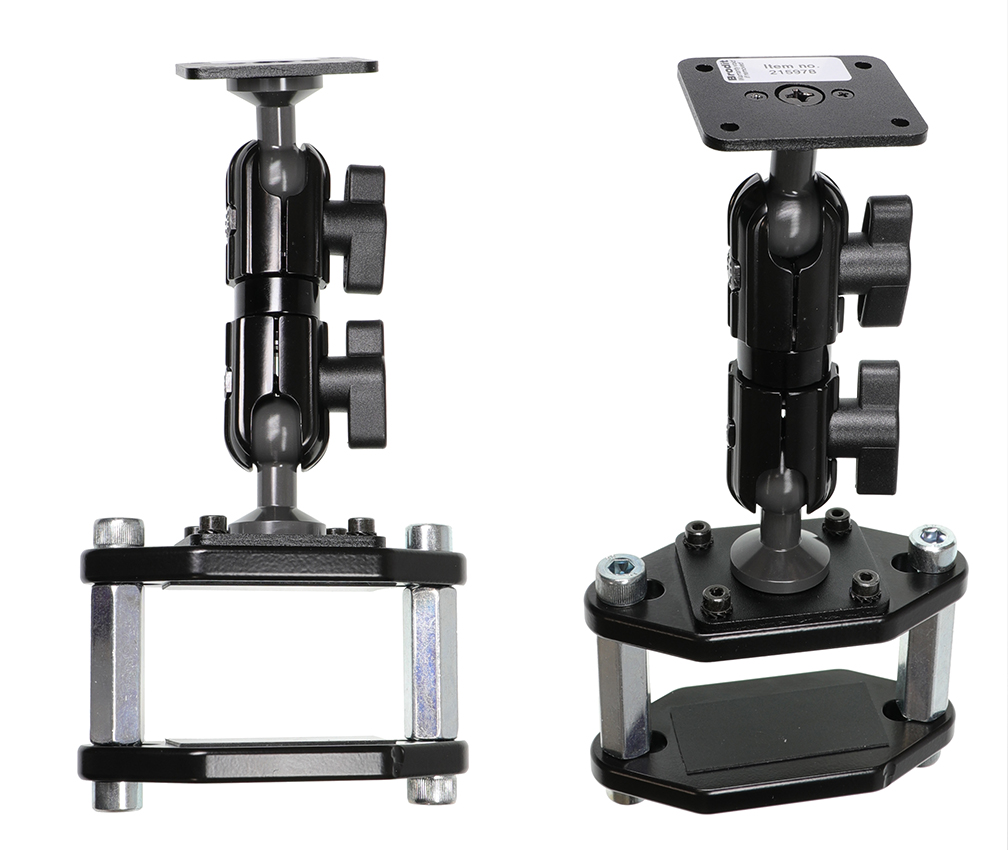 Brodit úchyt s kulovými čepy, délka 140 mm, na hranatý profil 5-130mm a šířkou max. 72mm, AMPS