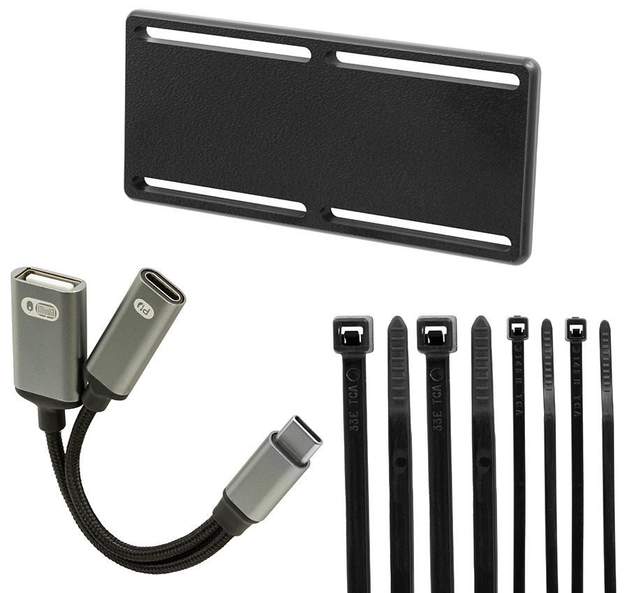 USB-C rozbočovač, PD 60W + USB-A data, s aretací kabelu