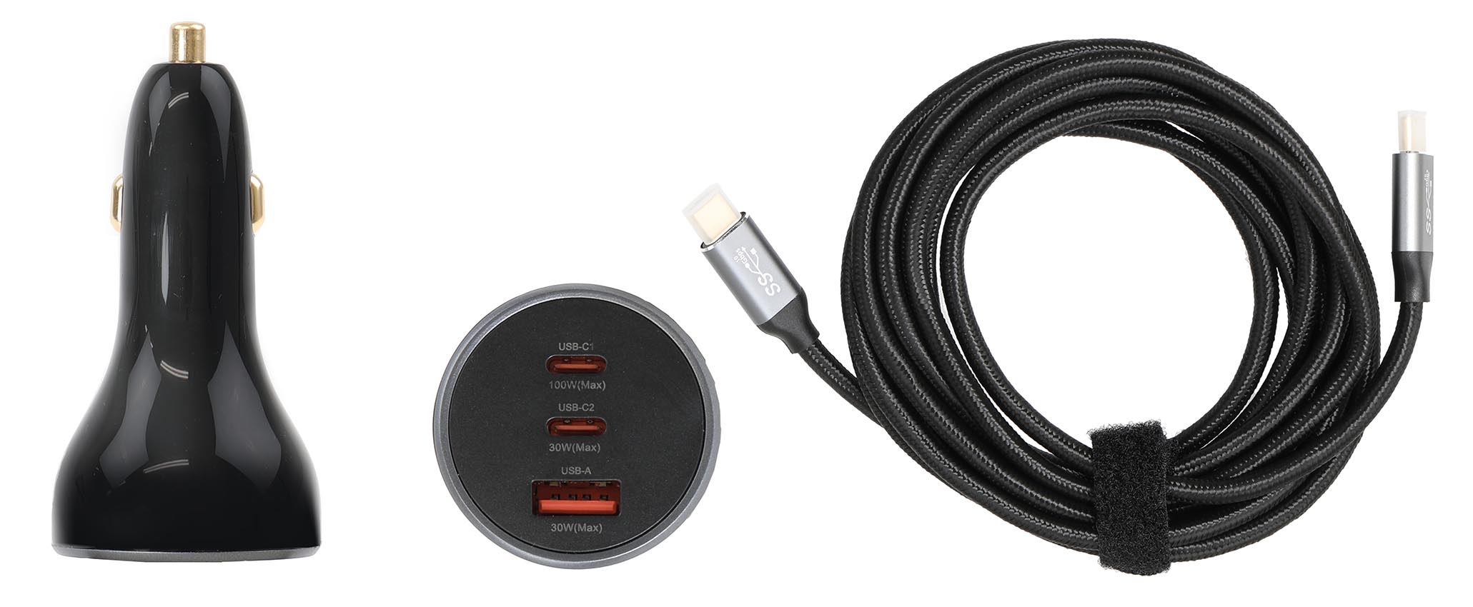 Autonabíječka s 3m kabelem USB-C na USB-C