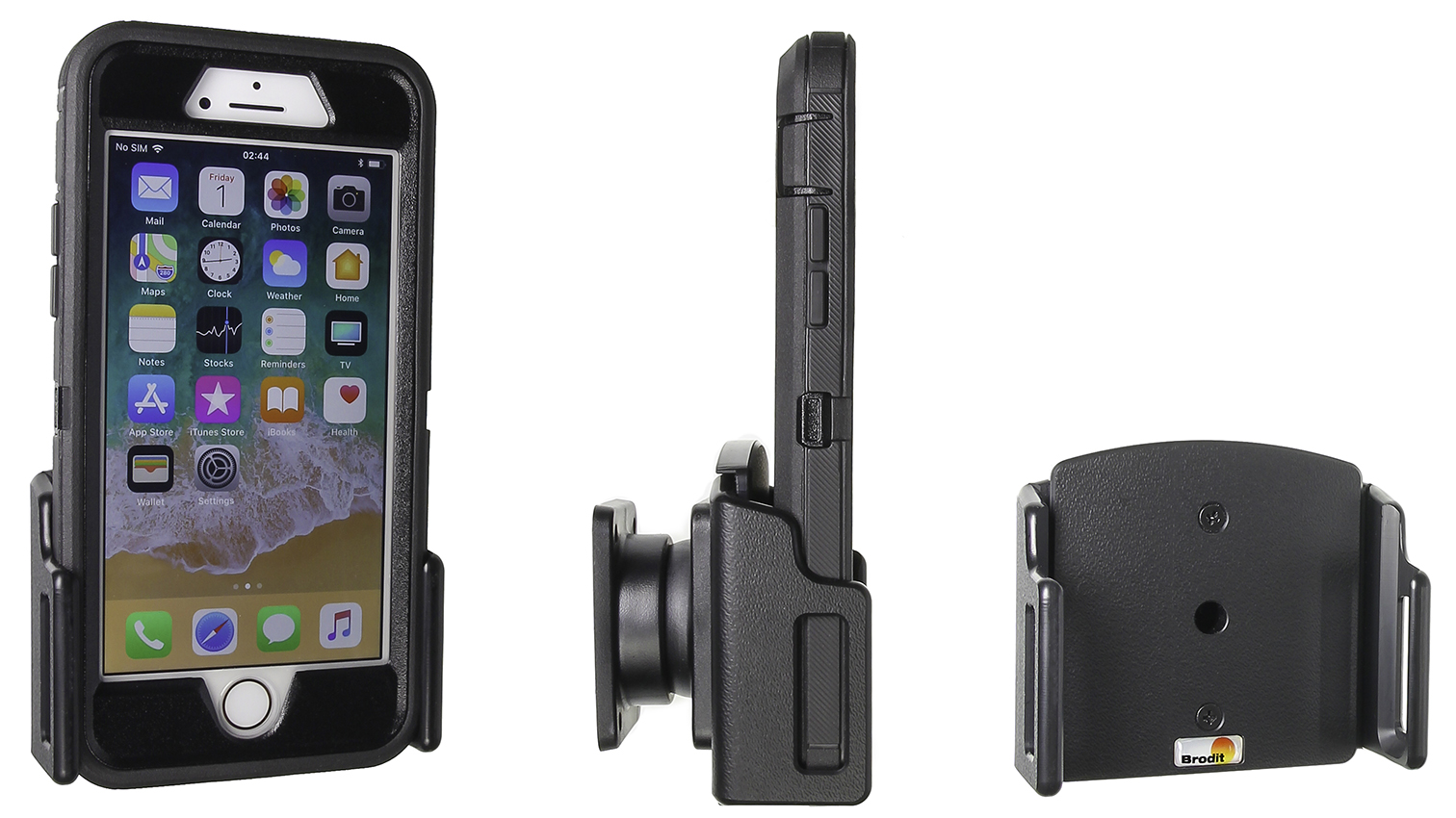 Brodit držák do auta na Apple iPhone SE2020/11/XR/XS/XS Max/X/8/7 v pouzd.š.75-89mm,tl.9-13mm, nast.