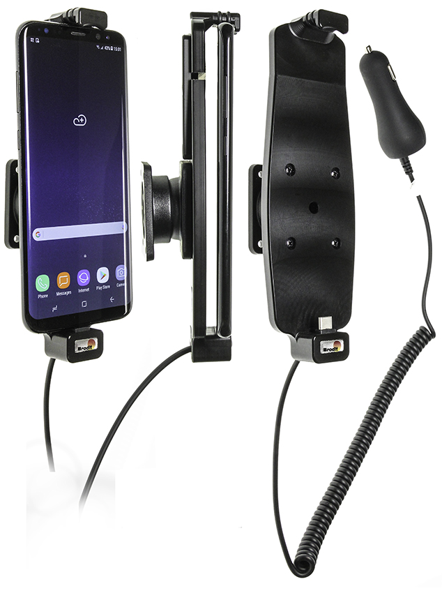 Brodit držák do auta na Samsung Galaxy S9+ a S8+ a jiné, s pružinou, s nabíjením z cig. zapalovače