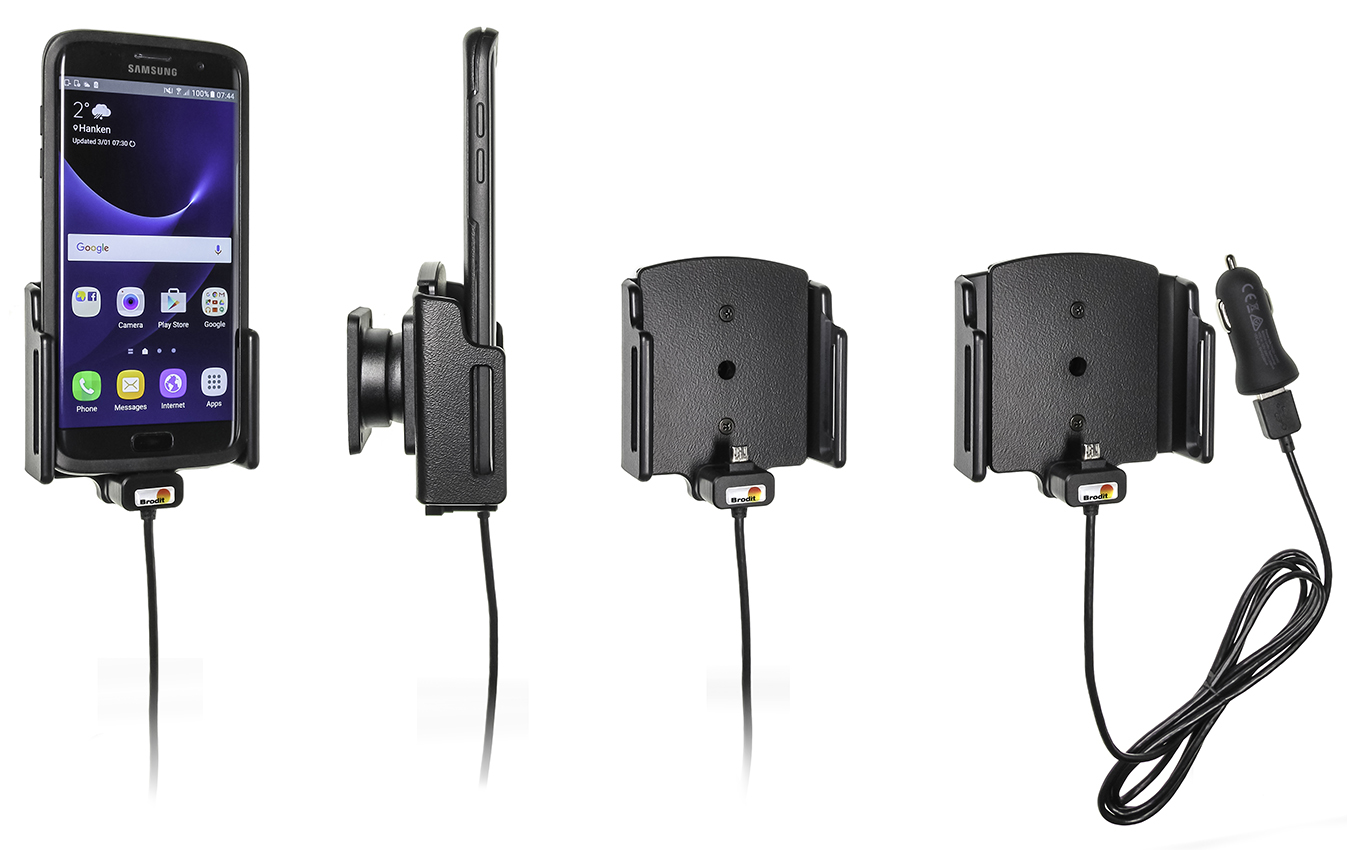 Brodit držák do auta nastavitelný s microUSB a nabíjením z cig. zapalovače/USB š.75-89 mm, tl. 6-10