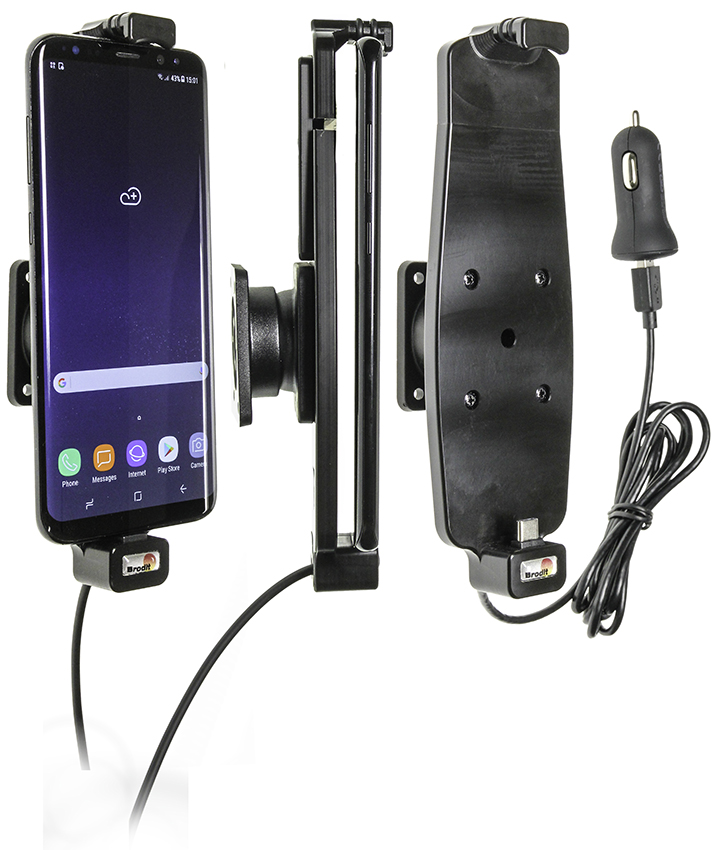 Brodit držák do auta na Samsung Galaxy S10+/S9+/S8+ a jiné, s pružinou,s nab. z cig.zapalovače/USB