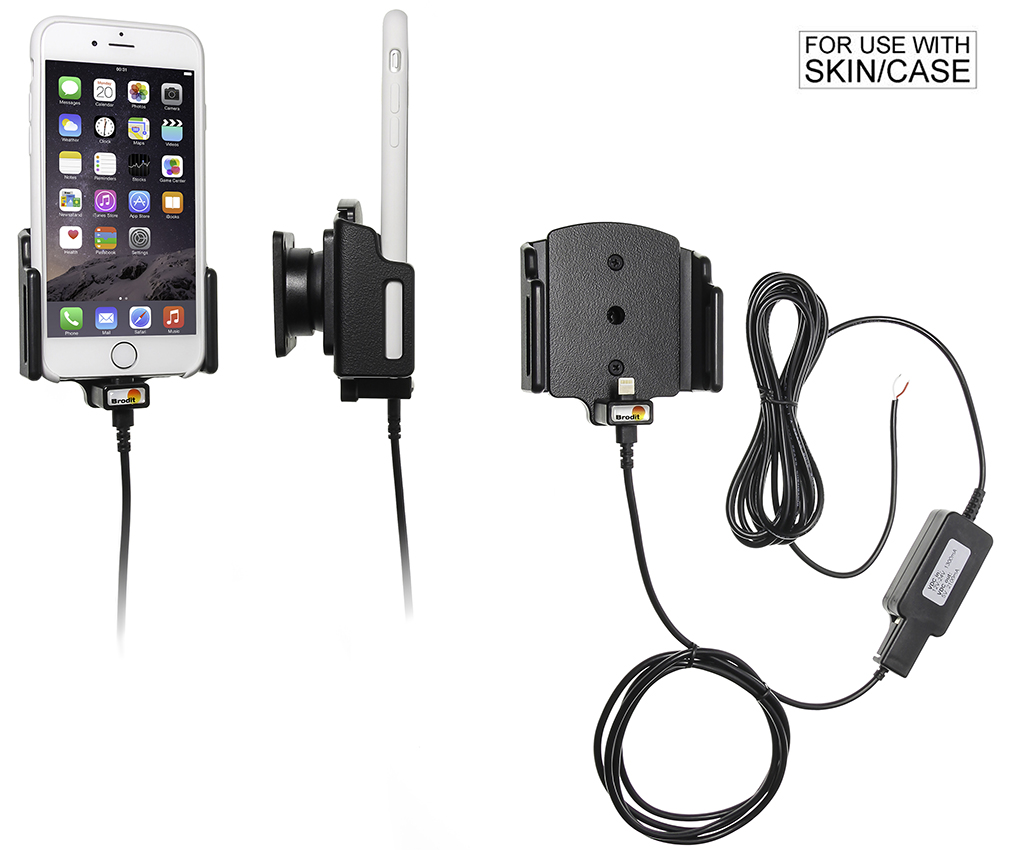 Brodit držák do auta na Apple iPhone SE2020/Xs/X/8/7/6s/6 v pouzdru, nastavitelný, se skrytým nab.
