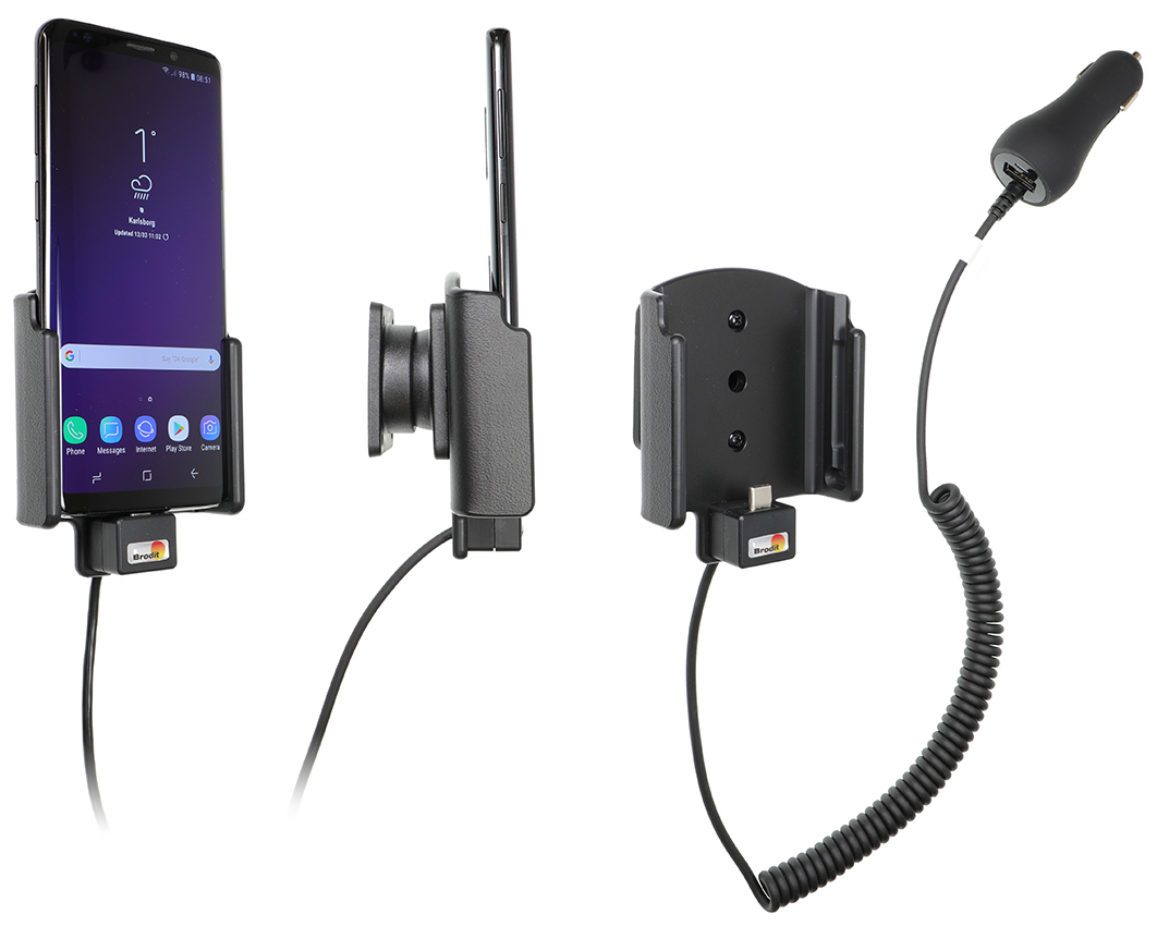 Brodit držák do auta na Samsung Galaxy S9 bez pouzdra, s nabíjením z cig. zapalovače