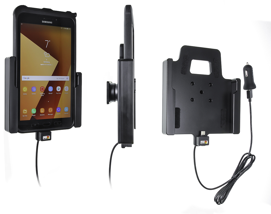 Brodit držák na Samsung Galaxy Tab Active3/Active2 v orig. pouzdru, s nabíjením z CL/USB přes USB-C