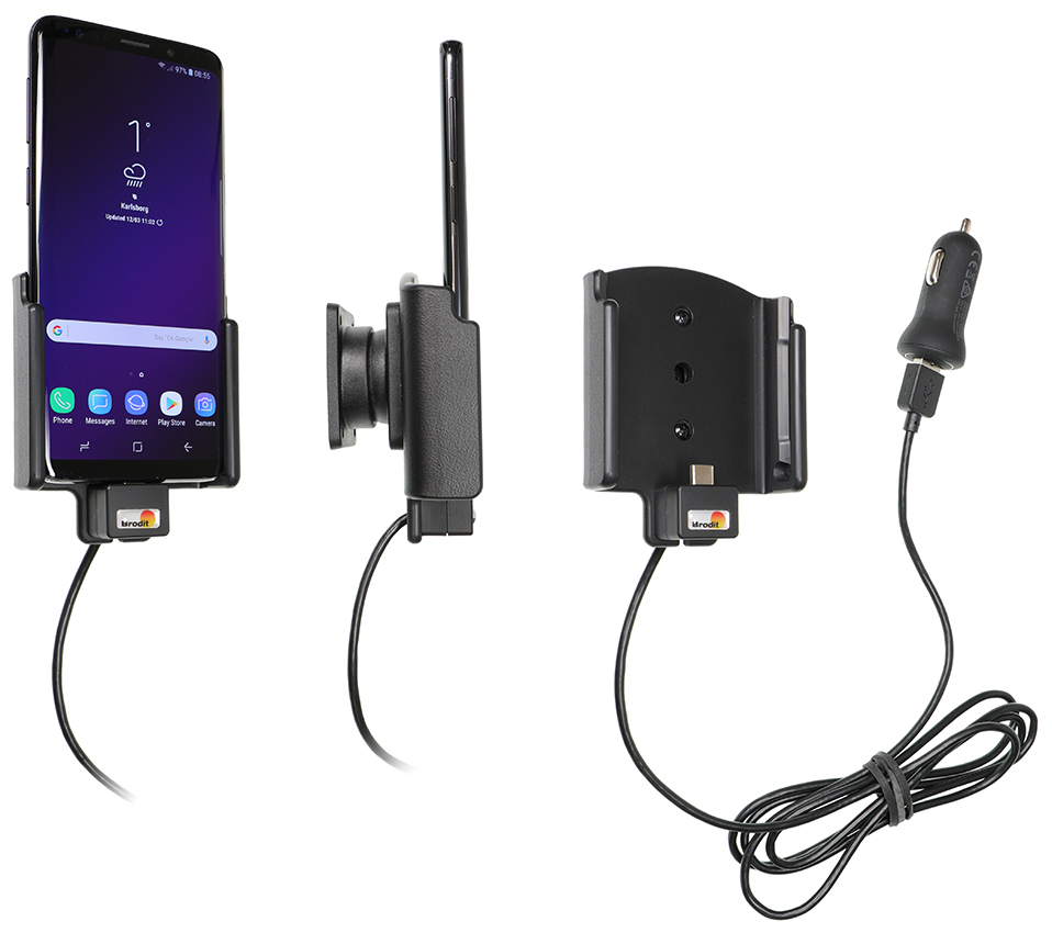 Brodit držák do auta na Samsung Galaxy S9 bez pouzdra, s nabíjením z cig. zapalovače/USB