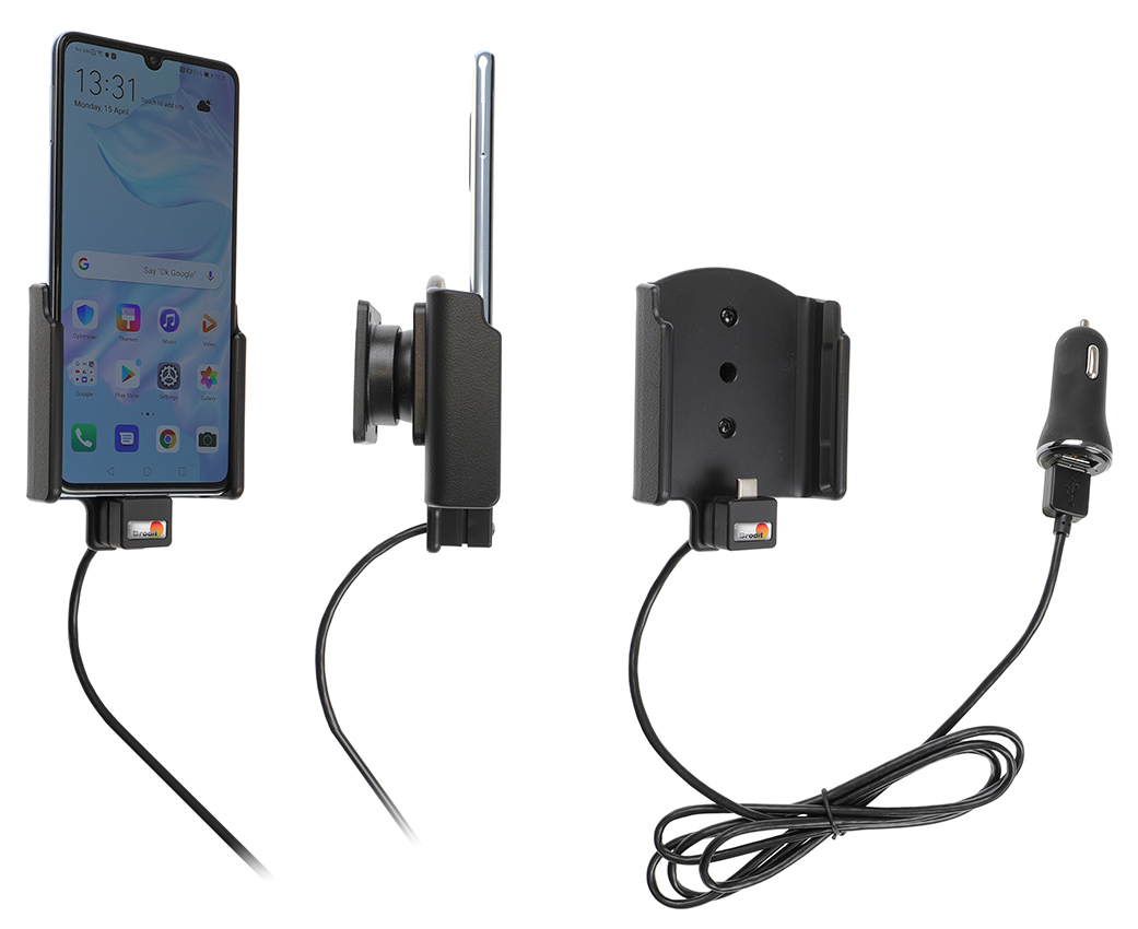 Brodit držák do auta na Huawei P30 bez pouzdra, s nabíjením z cig. zapalovače/USB