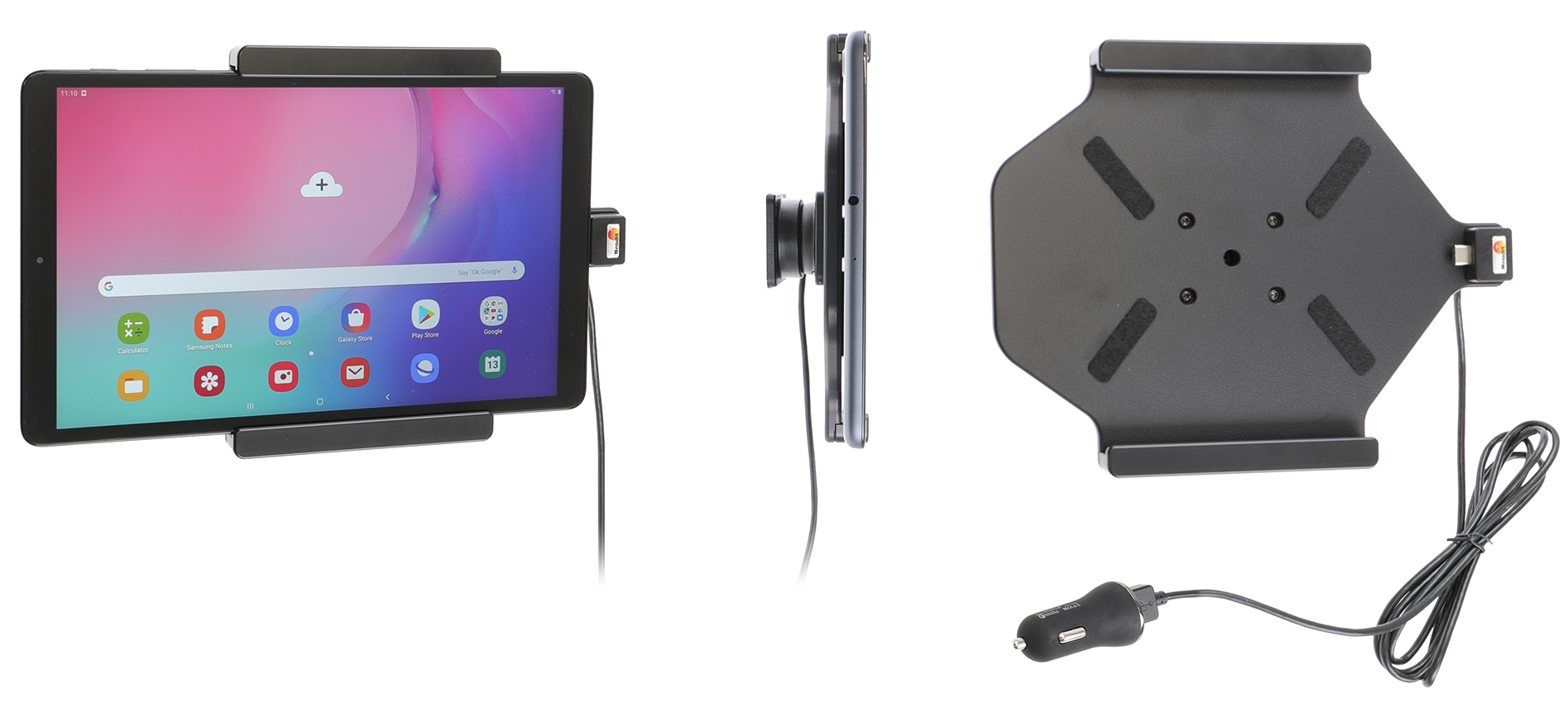 Brodit držák do auta na Samsung Galaxy Tab A 10.1 (2019), bez pouzdra, s nabíjením z cig. zapalovače