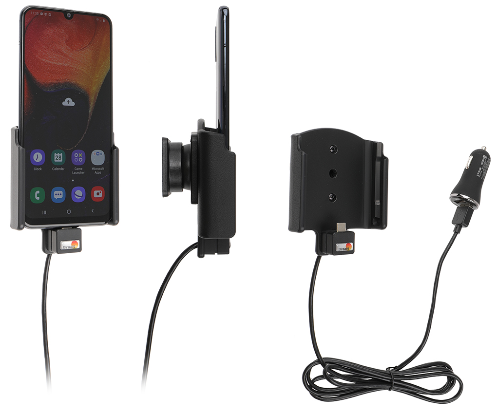 Brodit držák do auta na Samsung Galaxy A50 bez pouzdra, s nabíjením z cig. zapalovače/USB