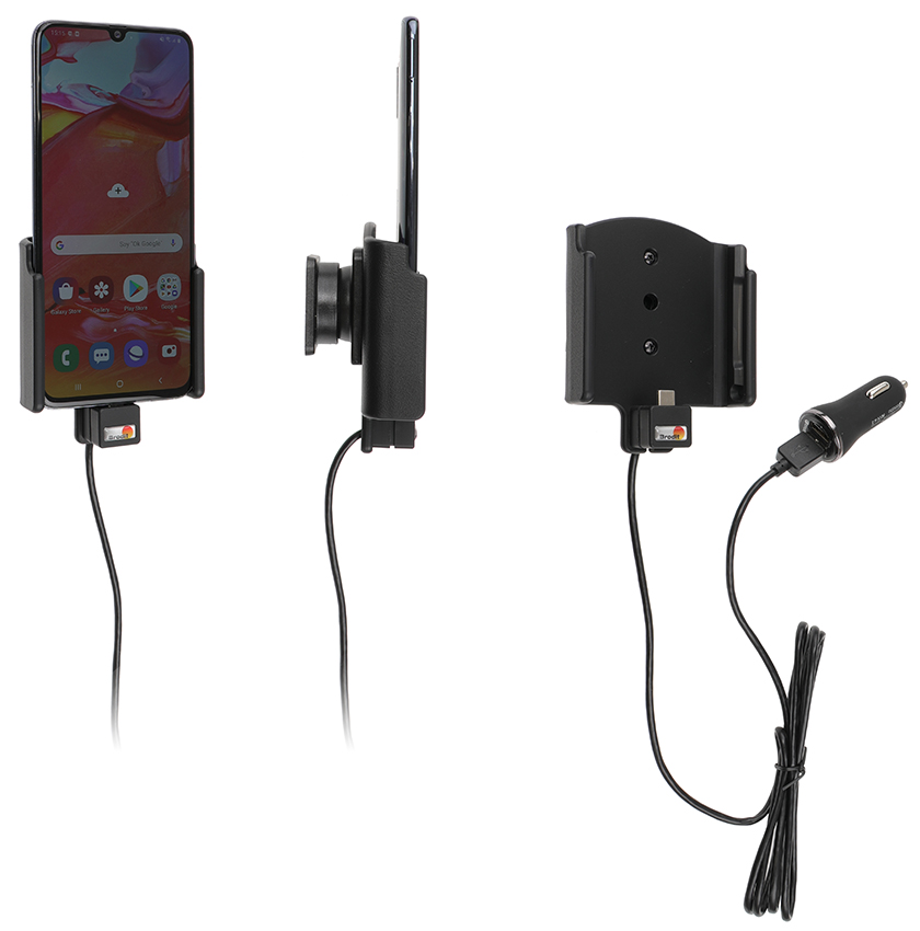Brodit držák do auta na Samsung A70 bez pouzdra, s nabíjením z cig. zapalovače/USB