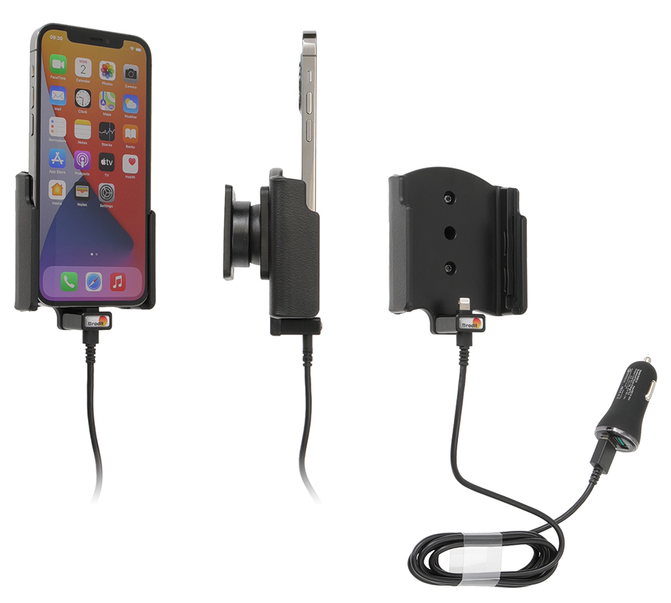 Brodit držák do auta na Apple iPhone 12/12 Pro, bez pouzdra, s nabíjením z cl.