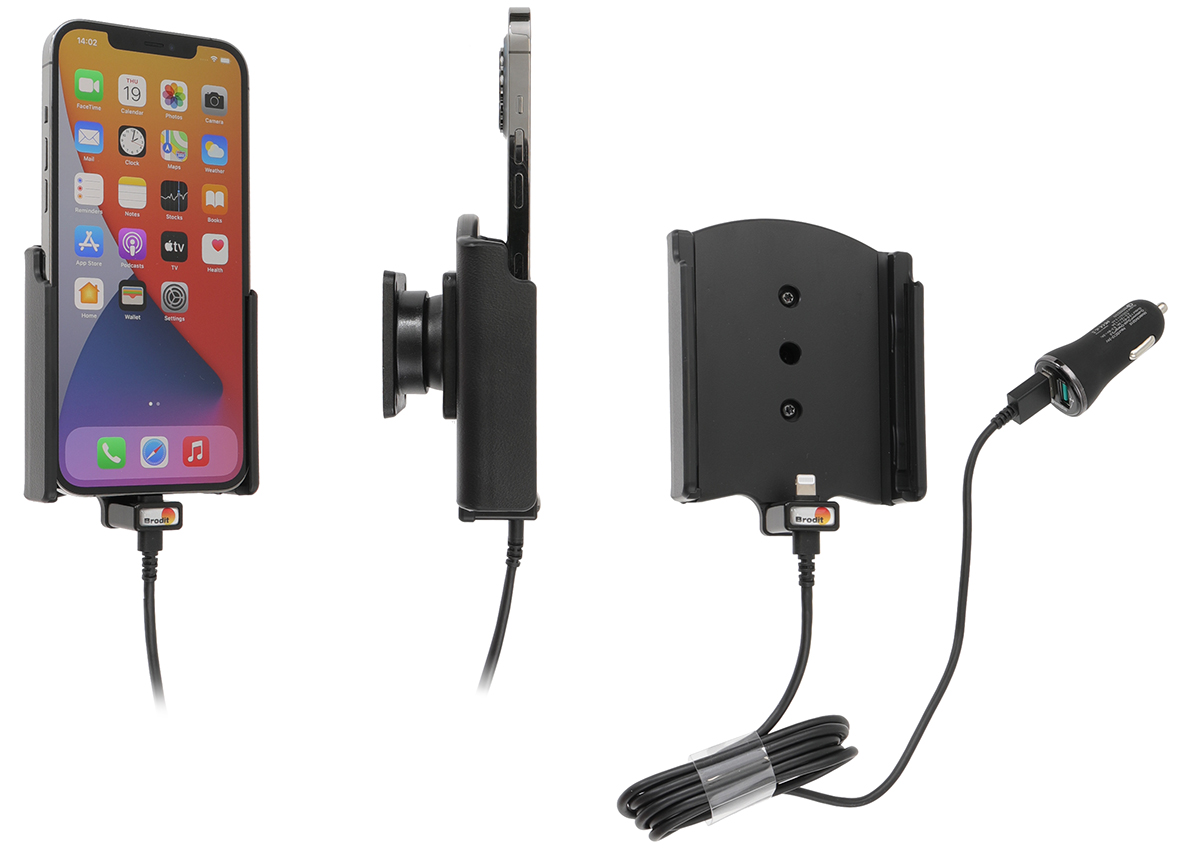 Brodit držák do auta pro Apple iPhone 12 Pro Max, bez pouzdra, s nabíjením z cl