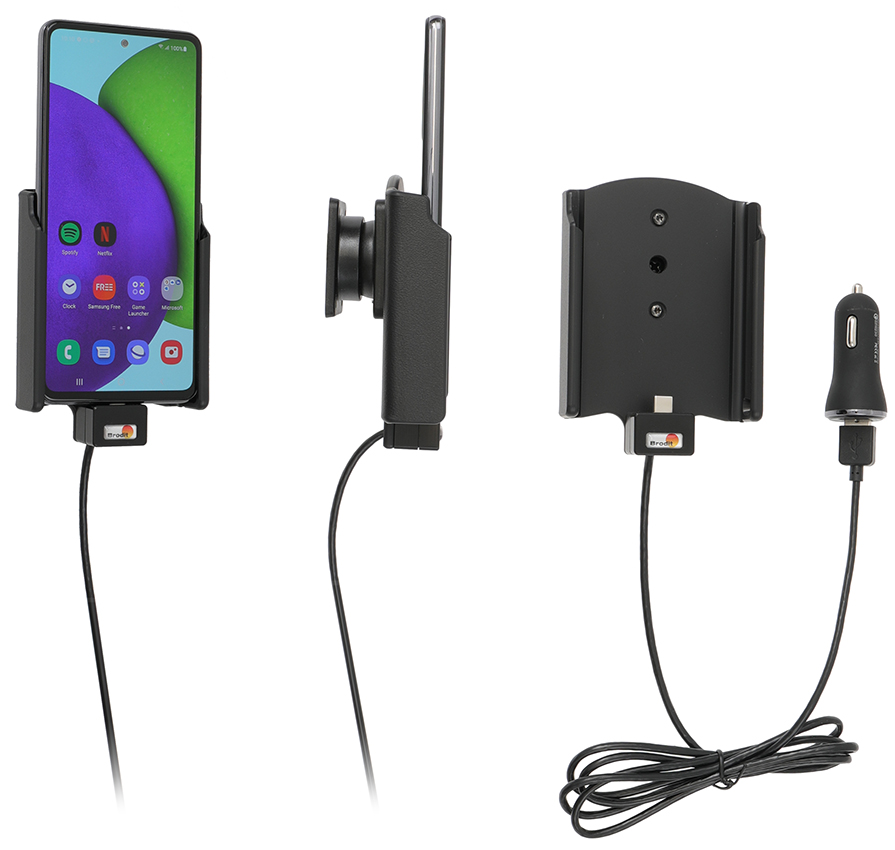 Brodit držák do auta na Samsung Galaxy A52/A52s bez pouzdra, s nabíjením z cig. zapalovače/USB