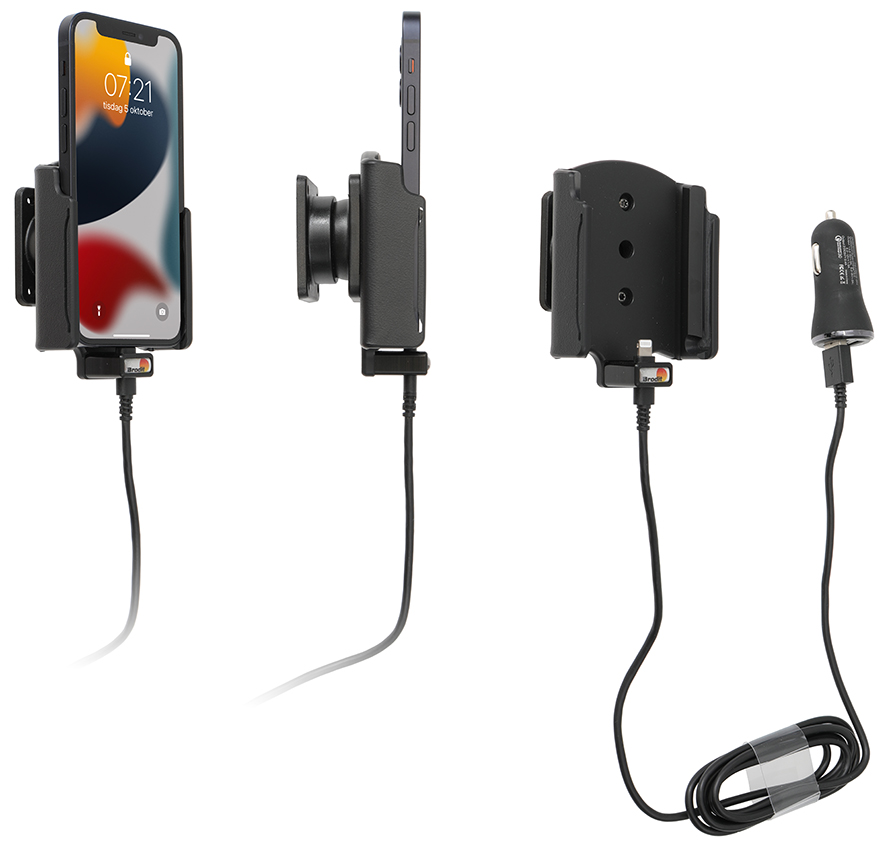 Brodit držák do auta na Apple iPhone 13 mini, bez pouzdra, s nabíjením z cig. zapalovače/USB