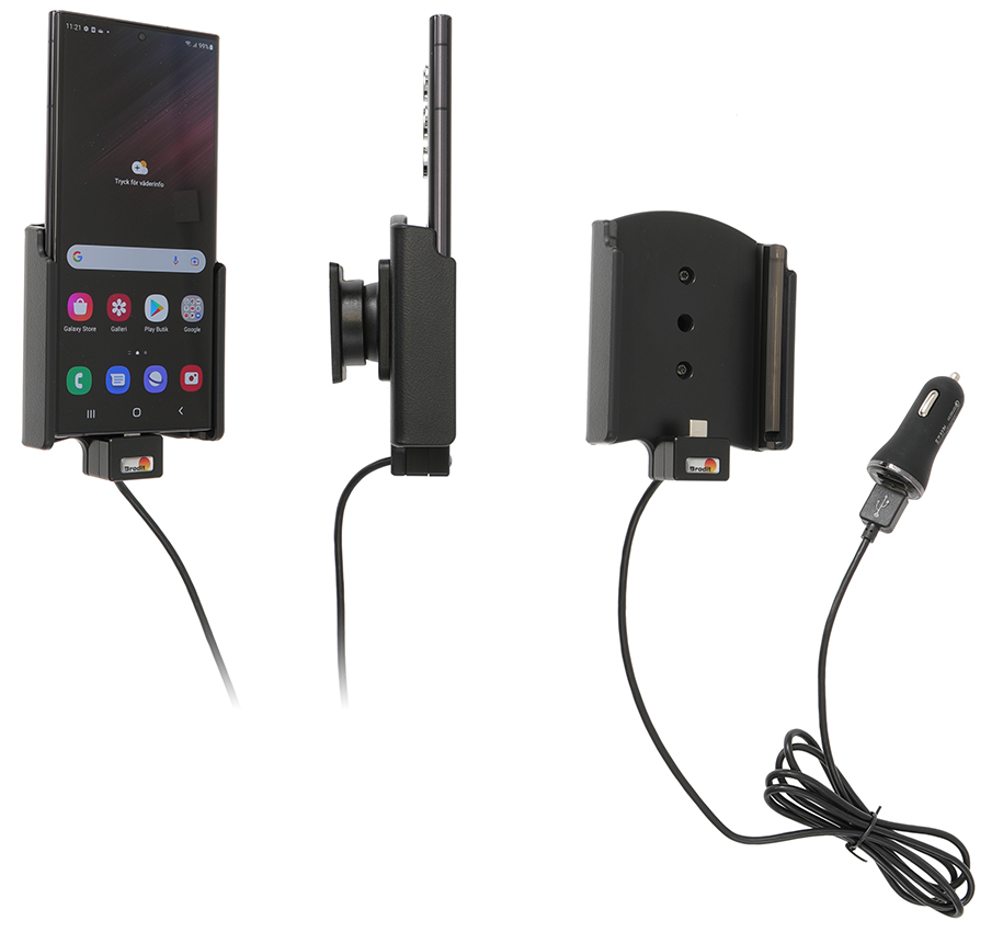 Brodit držák do auta na Samsung Galaxy S22 Ultra, bez pouzdra, s nabíjením z cig. zapalovače/USB