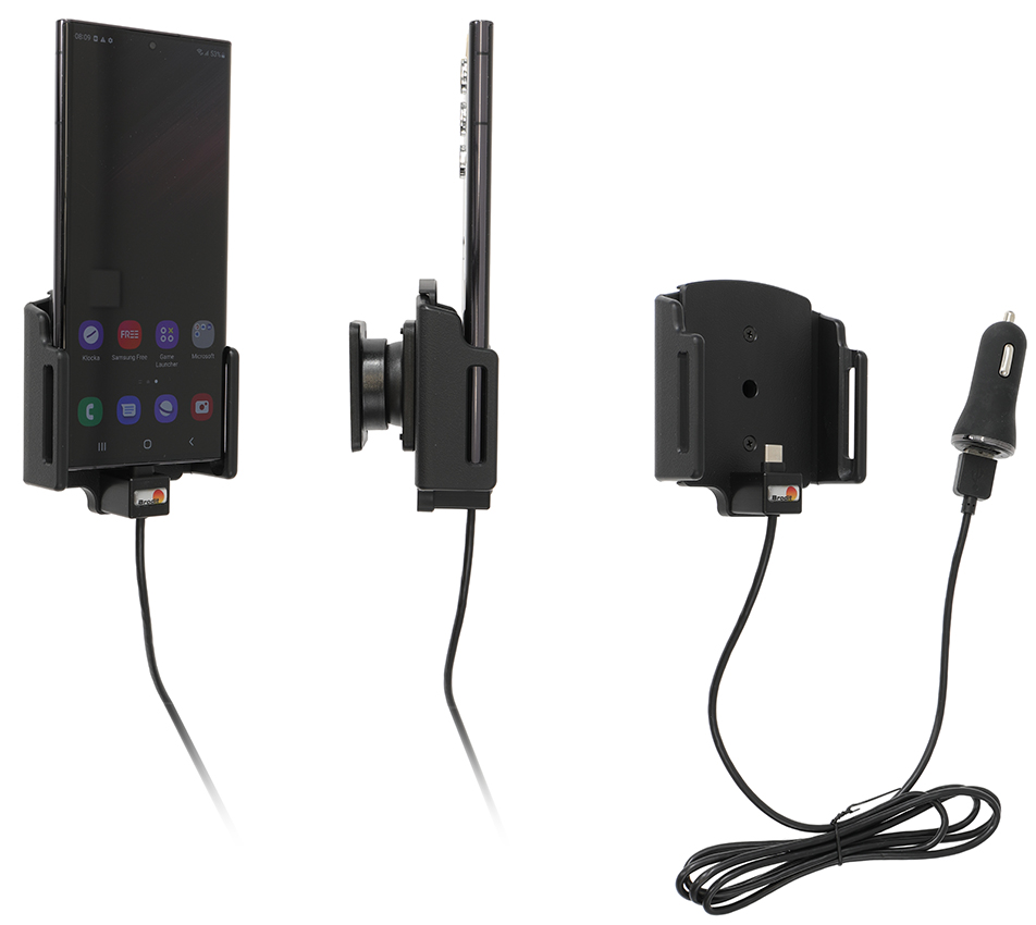 Brodit držiak do auta na Samsung Galaxy S22 Ultra, v puzdre, nastaviteľný, s nabíjaním z CL/USB