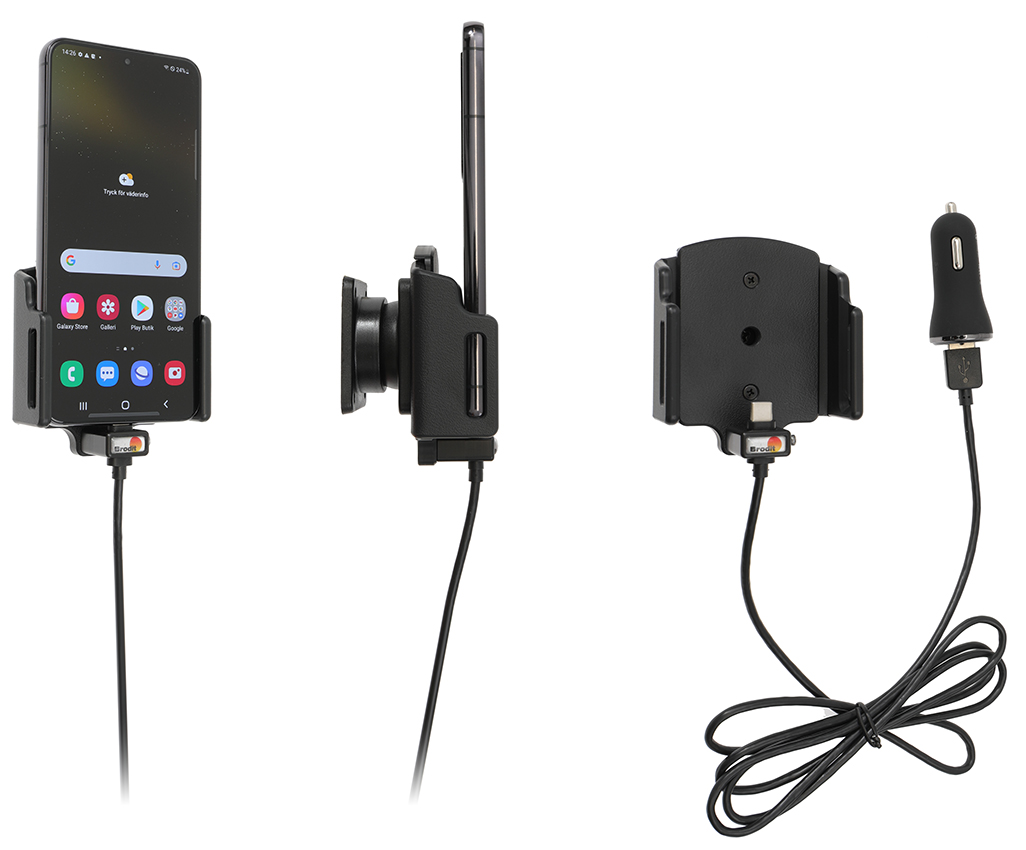 Brodit držák do auta na Samsung Galaxy S22, v pouzdru, nastavitelný, s nabíjením z CL/USB
