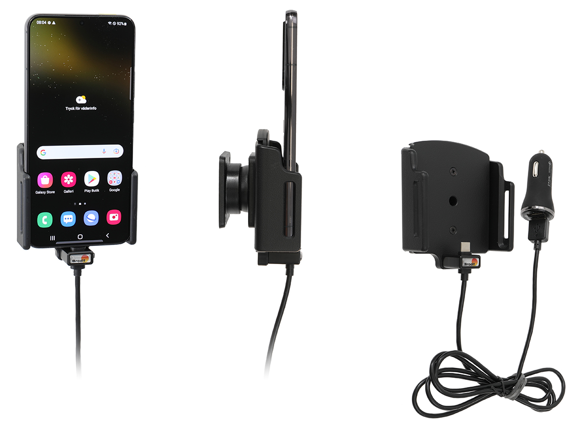 Brodit držák do auta na Samsung Galaxy S22+, v pouzdru, nastavitelný, s nabíjením z CL/USB