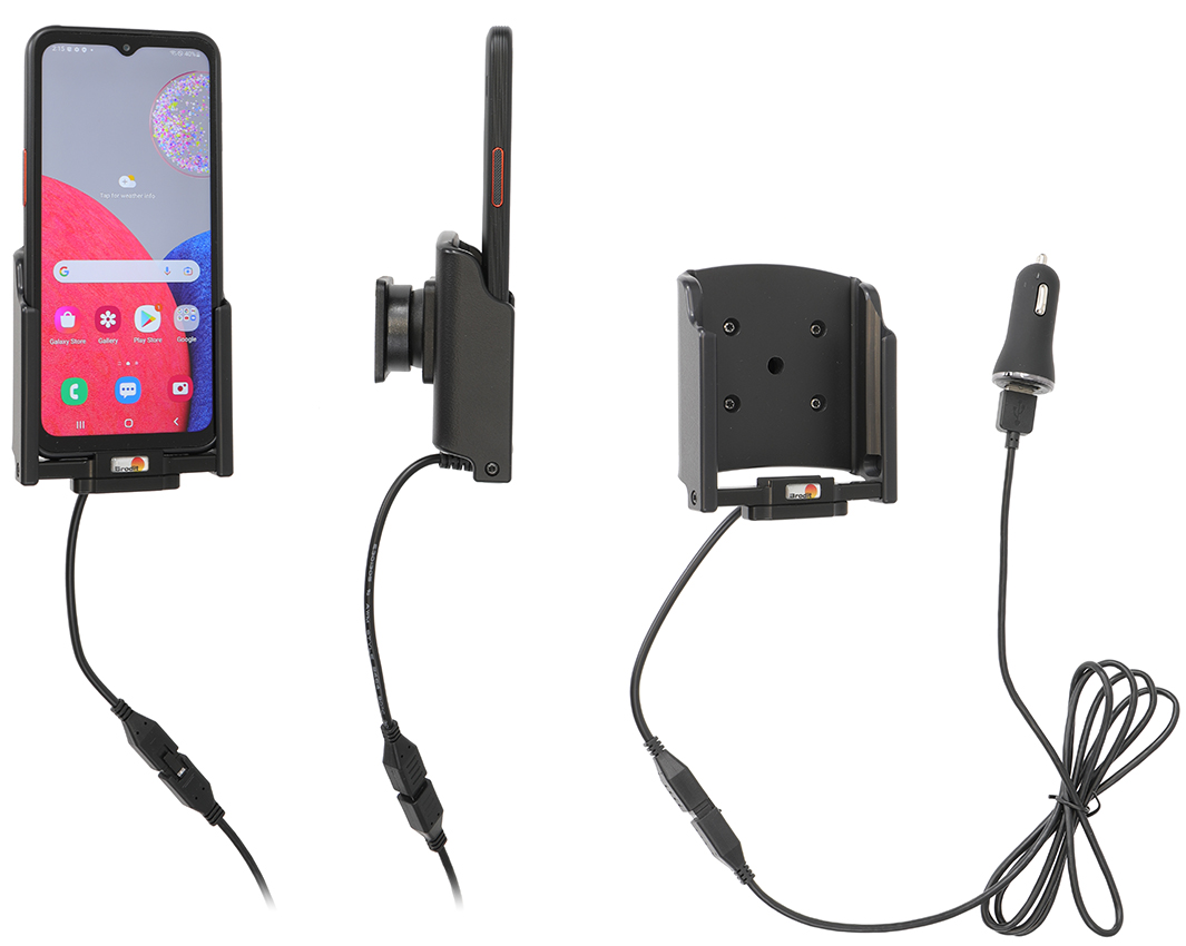 Brodit držák na Samsung Galaxy Xcover 6 Pro, bez pouzdra, pogo, s nabíjením z cig. zapalovače/USB