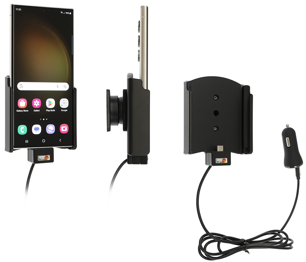 Brodit držák do auta na Samsung Galaxy S23 Ultra, bez pouzdra, s nabíjením z CL/USB