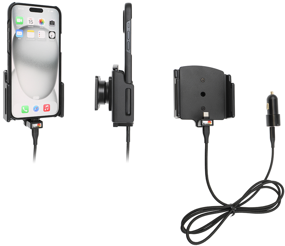 Brodit držák do auta na Apple iPhone 15 Pro Max/iPhone 15 Plus, nastavitelný, s nabíjením z CL/USB-C
