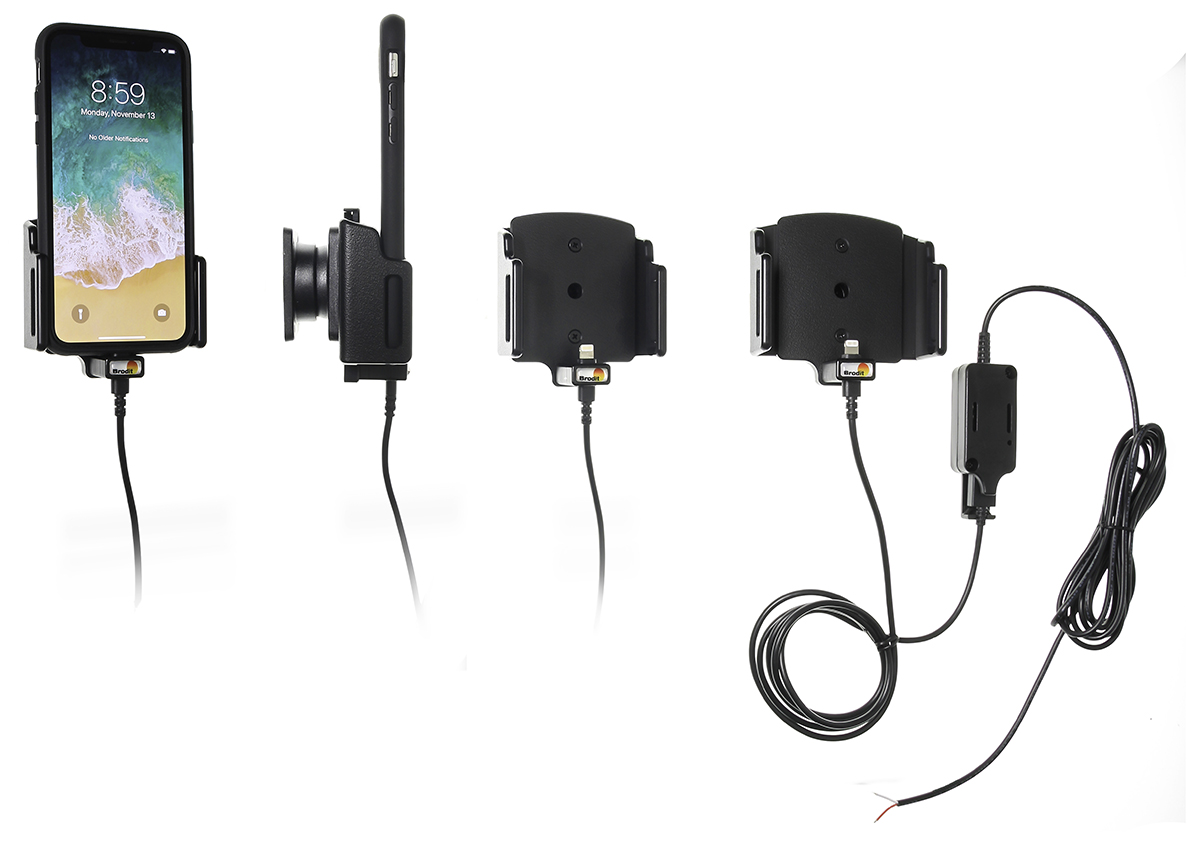 Brodit držák do auta na Apple iPhone 11/XR/Xs/X/8/7/6s/6 Plus v pouzdru, nast. se skrytým nabíjením