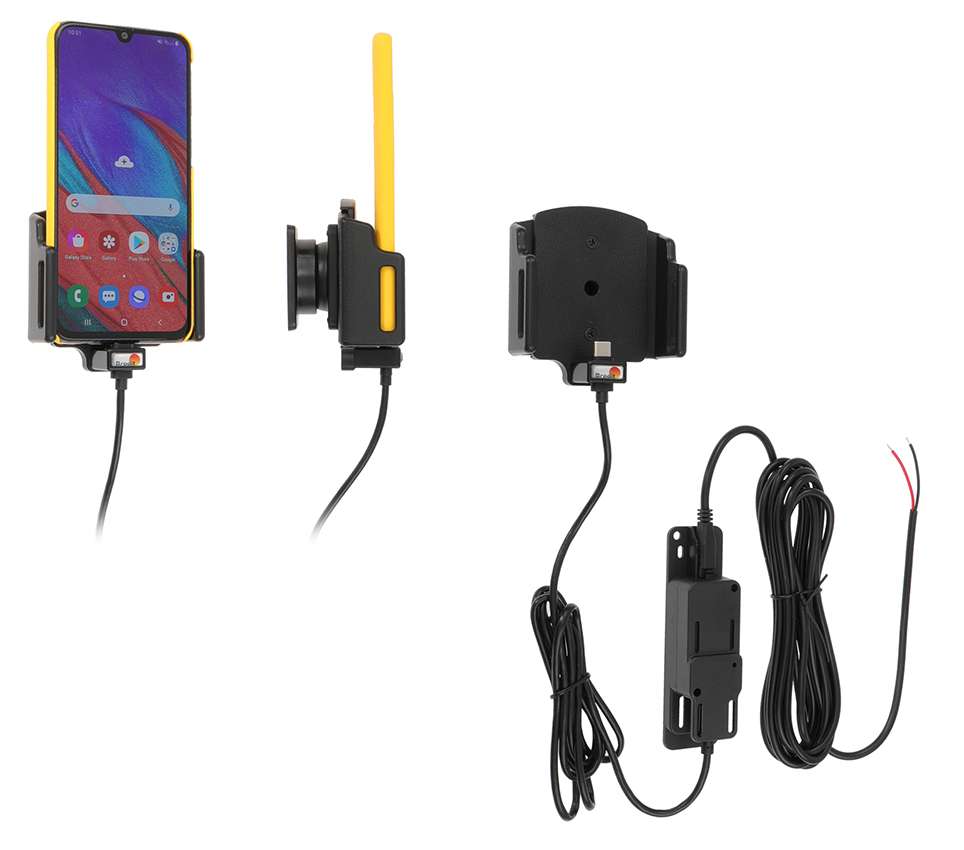 Brodit držák do auta na mobilní telefon s USB-C nastavitelný se skrytým nab. š.62-77 mm, tl.2-10mm