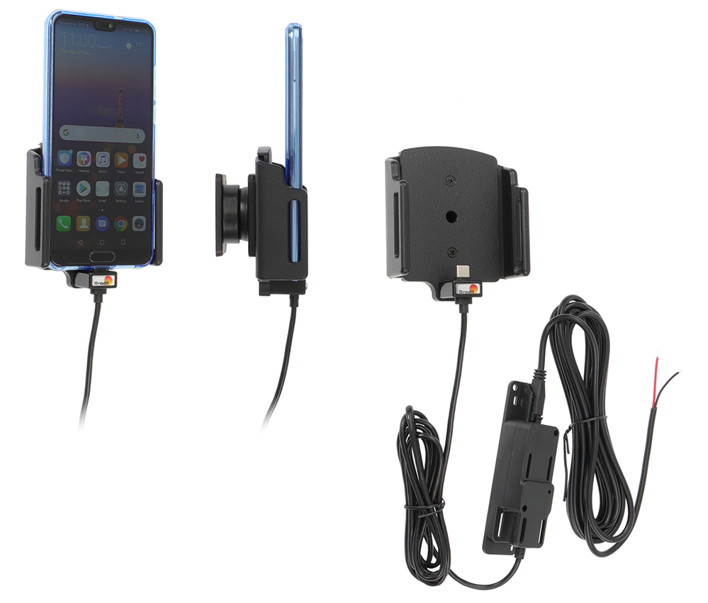 Brodit držák do auta na mobilní telefon s USB-C nastavitelný se skrytým nab. š.70-83 mm, tl.2-10mm