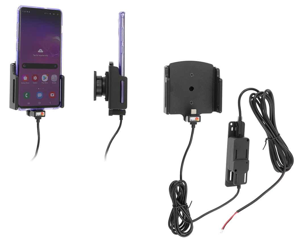 Brodit držák do auta na mobilní telefon s USB-C nastavitelný se skrytým nab. š.75-89 mm, tl.2-10mm