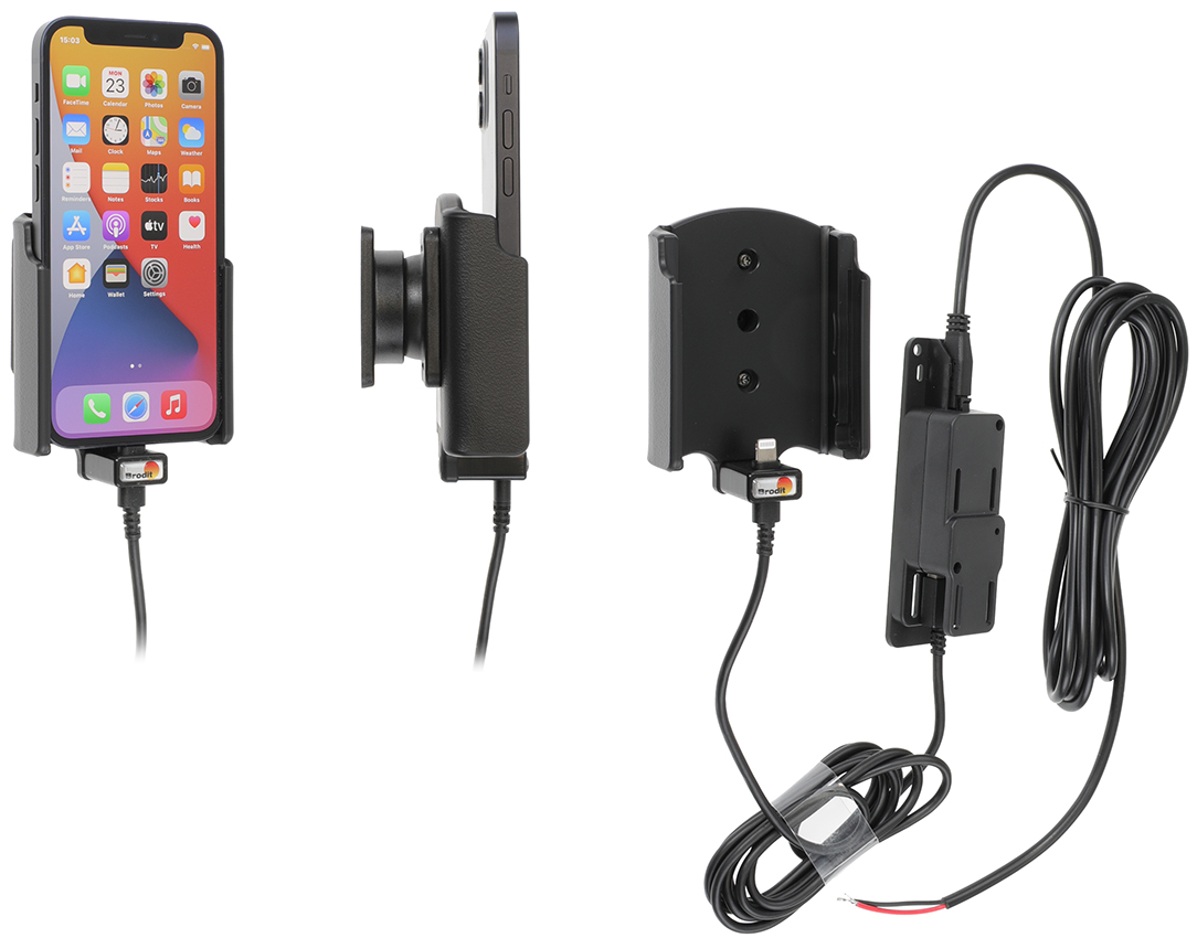 Brodit držiak do auta na Apple iPhone 12 Mini, 2xUSB (QC3.0/2,4A), so skrytým nabíjaním