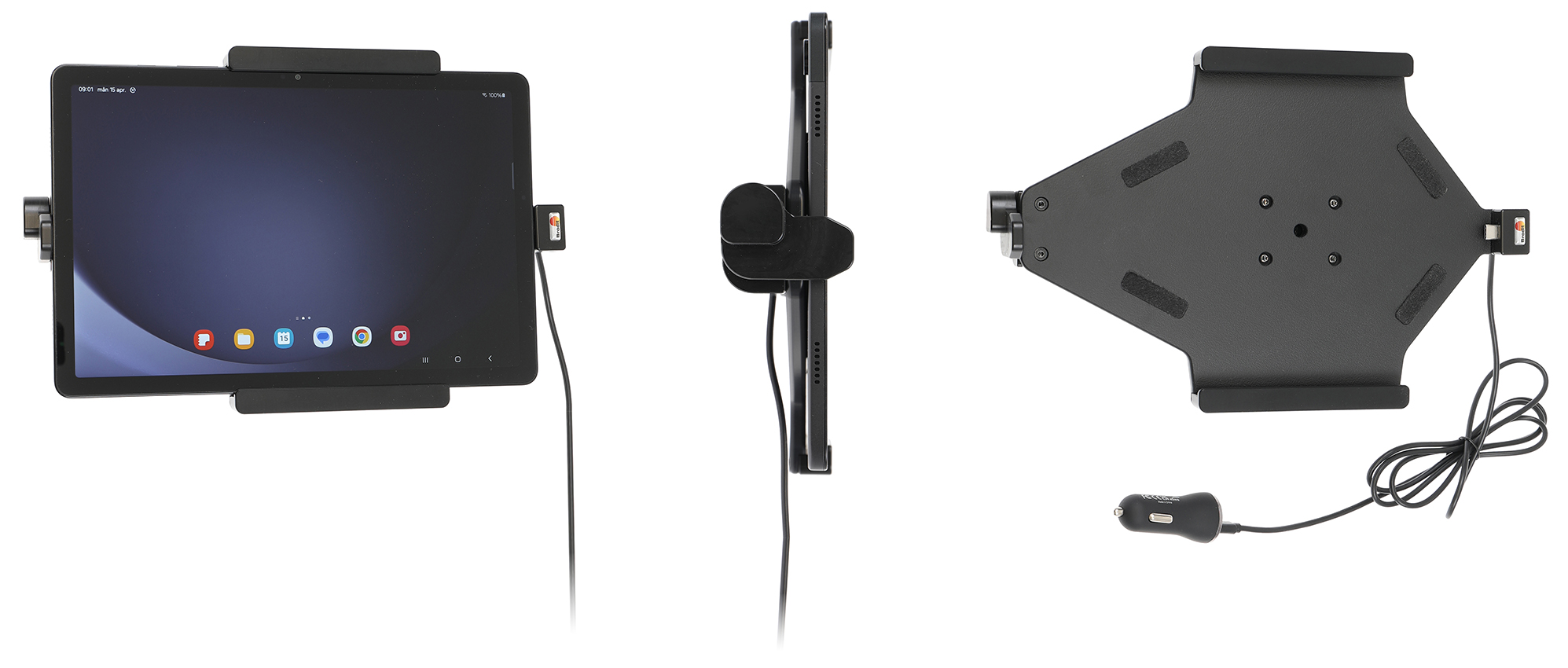 Brodit držák na Samsung Galaxy Tab A9+, A11+, s jištením, s nabíjením z CL/USB-C