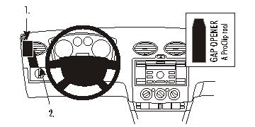 Brodit ProClip montážna konzola pre Ford Focus 05-10, vľavo na mriežku ventilácie