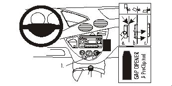 Brodit ProClip montážna konzola pre Ford Focus 99-04, na stred vpravo